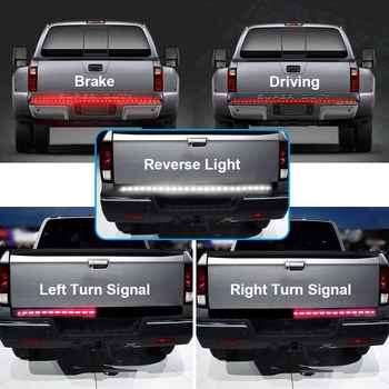 60 Palčni 12V Tovornjak vrata prtljažnika LED Luči Bar Strip Rdeči Beli Povratne Stop Zavoro Vključite Signal, ki Teče Rep Luči za SUV RV Prikolico