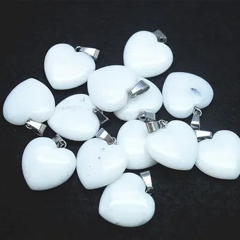 6pcs beli kamen srce oblika 20 mm, bela jade narave kamen za ženske lep nakit ali zapestnice, zaradi česar jewlery dodatki