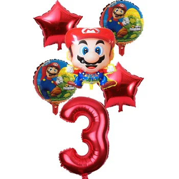6pcs/set Mario in 32 palčni število 18 inch star aluminija balon otrok rojstni dan dekor dobave helij baloni zrak trebušaste
