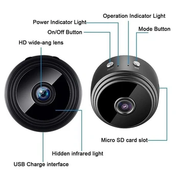 A9 Mini Kamera Brezžična 2,4 GHz Wifi IP Home Security 1080P HD DVR Kamera WI-FI TF Kartice Night Vision Alarm Pritisni in Fotoaparat