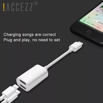 !ACCEZZ Telefon Adapter Dvojno Osvetlitev Polnjenje Poslušanje Slušalke Priključek Za iPhone X 7 8 XR XS MAX Jack za Slušalke AUX Kabel