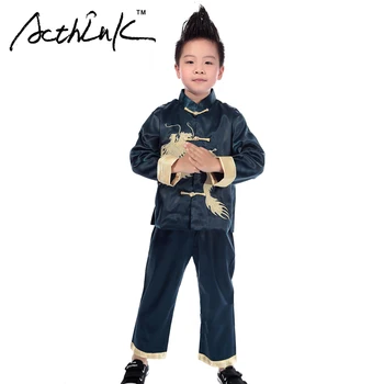 ActhInK Nov Baby Fantje Vezenje Zmaj Kitajski Tradicionalni Kostum Obleko Znamke Dolg Rokav Tang Obleko za Fante Formalno Obleko, MC085