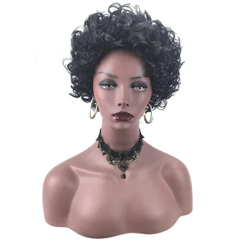 Afriške Kratke Kodraste Lase Lady Lasulje Moda Perruque Brazilski Remy Las Puhasto Black Majhen Volumen Eksplozije Lasuljo