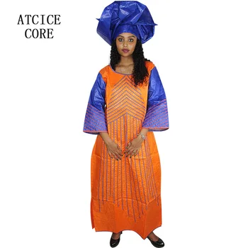 Afriške obleke za ženske, modno oblikovanje nove afriške bazin vezenje design obleko dolgo obleko z šal dveh osebnih računalnikov en niz A262#