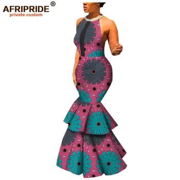 Afriške stranka obleke za ženske AFRIPRIDE brez rokavov dolžina tal ženske 2 plasti dnu trobenta ženske stranka obleko A1925010
