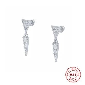AIDE Geometrijske Trikotnik Visijo Stud Uhani za Ženske Minimalism Cirkon Piercing Earings 925 Sterling Srebrni Nakit kolczyki