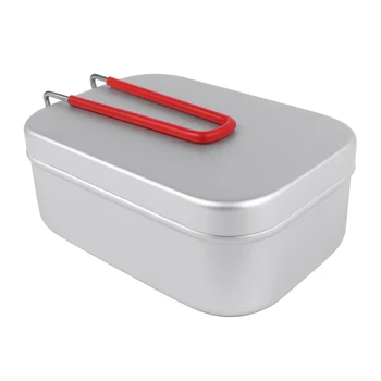 Aluminij Kosilo Polje Z Rdečo Zložljiv Ročaj Prenosni Bento Box Mini Hrane Posode za Šolo Urad za Kampiranje