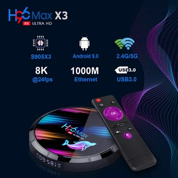 Android 9.0 TV Box H96 MAX X3 4GB 64GB 128GB 32GB Amlogic S905X3 Podporo 5G Wifi 1080p 4K 60fps Google Predvajalnik Youtube 8K H96MAX