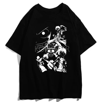 Anime Enem Kosu Luffy Sanji Zoro Tony Chopper Poletje Moški T-shirt Harajuku Smešno Vrhovi Ullzang Risanka 90. letih Ulične Vrh Tees