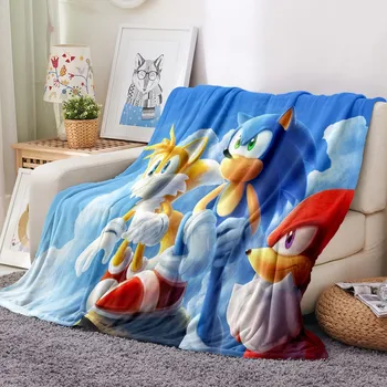 Anime Flanela Runo Vrgel Odejo Sonic Hedgehog 3d Tiskanja Mikrovlaken Postelja Kritje Pozimi Toplo Posteljnina za Kavč Doma Potovanja