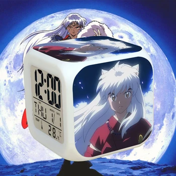 Anime Inuyasha Igrače LED Dotik Multi-funkcijo Risanka Budilka Sedem Barve Noč Watch Ura Led Ventilatorji Otroci Otrok Darilo