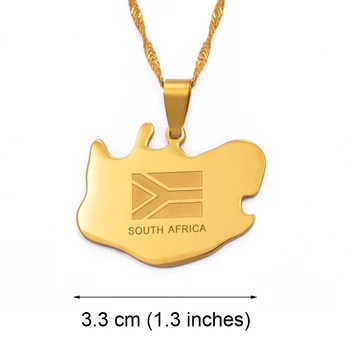 Anniyo Južna Afrika zemljevid obesek ogrlice nakita, zlata barva,Afrika države zemljevidi južnoafričani zemljevid #001921
