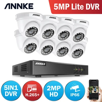 ANNKE 1080P 8CH H. 264 CCTV Kamere, DVR Sistem 8pcs Nepremočljiva 2.0 MP HD-TVI Bela Kupola Kamere Home Video Nadzor Kit