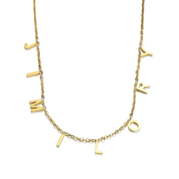 Atoztide Osebno ime ogrlice Lepe tovarniška ploščica nakit iz nerjavečega jekla po meri pismo Ogrlica za ženske, Darilo Chrismas