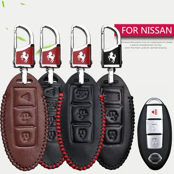 Avto Ključ Primeru Kritje Za Nissan Note Qashqai J11 J10 Micra Teana Tiida X-Trail T31 T32 Pravega Usnja Key Ring Lupini Dodatki