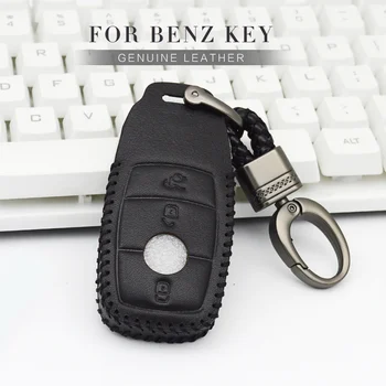 Avto Ključ za Zaščito Lupine Tipko Primeru Kritje Za Mercedes Benz, E RAZRED, W203 W204 W211 W212 AMG CLa 2017 2018 Usnje Key Ring Lupini