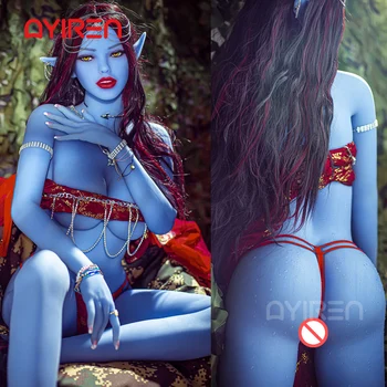 AYIREN 158 cm Modra Elf Sex Lutka Veren Seksi Prsi Realistična Vagina Ustni Analni Igrača Odraslih Muco Silikonski Masturbator za Moške