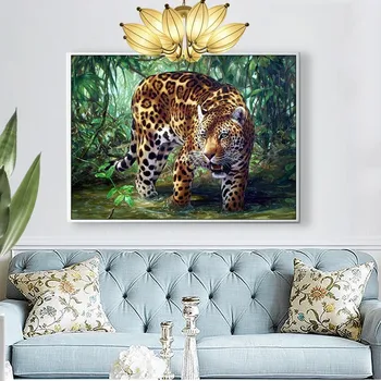 AZQSD Diamond Slikarstvo leopard Gozd Steno Umetnostne Obrti 3D DIY Diamond Vezenje Živali Celoten Kvadratni/Krog Vaja Doma Dekor