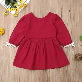 Baby Girl Obleke Malčka Jeseni Dolg Rokav Obleka Priložnostne T-shirt Obleko A linija Obleke
