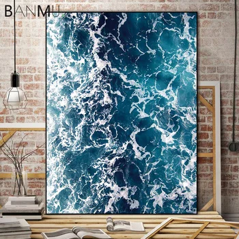 BANMU Nordijskih Morje Val Seascape Dekoracijo za dnevna soba Slike Wall Art Platno Slikarstvo Sodobno Tiskanje Doma Dekor brez okvirja