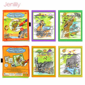 Barvanje Čarobno Vodo Risanje Knjigo z Peresom Baby Izobraževalne Igrače, Živali, Barvanje, Pisanje Doodle Krpo Knjigo Otroci Risalno Desko