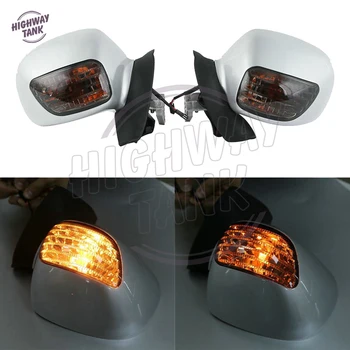 Bela Motocikel Ogledalo LED obrnite Lahkih Motornih Ogledal Rumena Signal primeru za Honda Goldwing GL 1800 2001 2002 2003-2011