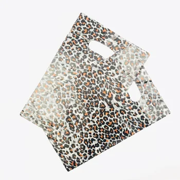 Bež Kave Leopard Plastični Ročaj Vrečke 20x30cm Božično Darilo Nakupovanje Oblačil Embalaže, Plastične Vrečke Za Butik 50pcs