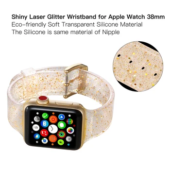 Bling Pregleden sijoče vodoodporni silikonski trak za Apple Watch Band 42mm 38 mm correa iwatch 6 5 4 band 44 mm 40 mm Pribor