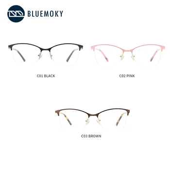 BLUEMOKY Zlitine Kovin Polovici Okvirja za Očala Okvirji Semi-Rimless Spektakel Očala Okvir za Ženske Optični Recept za Očala