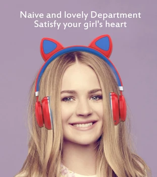 Bluetooth 5.0 Slušalke LED šumov, Dekleta, Otroci Mačje Uho Srčkan Slušalke Podpira TF Kartice Jack 3.5 mm, Mikrofon Brezžične Slušalke