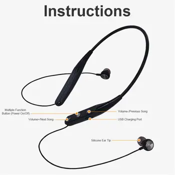 Bluetooth Slušalke, Brezžične Šport Magnetni Slušalke Neckband Slušalke Podpira TF Kartice z Mic za IOS Android mobilnih Telefonov