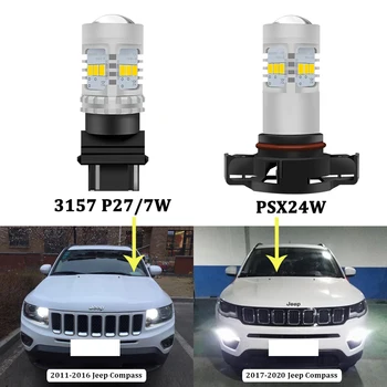 BMTxms Auto LED Luči DRL PSX24W 2504 3157 P27/5W Dnevnih svetlobni pramen Za Jeep Compass 2011-2020 Canbus Žarnice