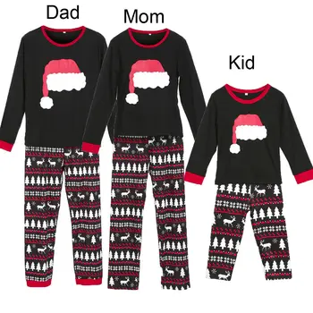 Božič Družinski Ujemanje Pižamo Nastavite Oče, Mati, Otroci Sleepwear Dolg Rokav Natisnjeni Božič PJs Casaul Bombaž Obleke Oblačila