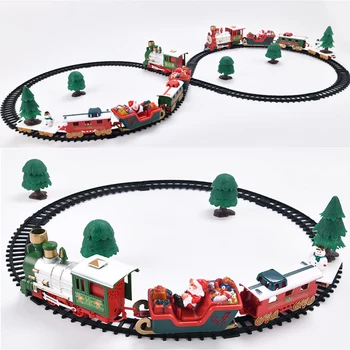 Božič Električni Vlak Igrače Železniške Igrače Avtomobilov Dirke Tira Z Glasbo, Ki Santa Christmas Tree Okraski Vlak Model Igrače Darilo