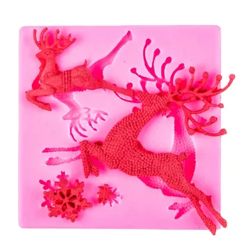 Božič Teče jelena 3D Obrti Olajšave, Čokolada, slaščice Sveča Silikonsko Plesni Fondat Torto Kuhinji Dekoraterstvo Orodje F-1090