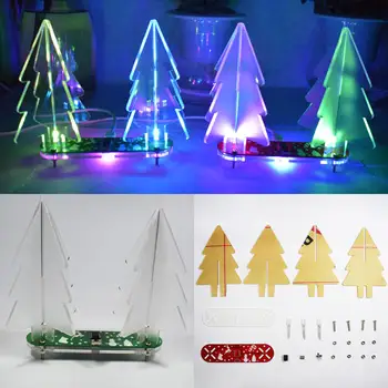 Božično Darilo X-mas DIY Barvno Spreminjanje LED Akril 3D Božično Drevo Elektronsko Učenje Komplet Z akril
