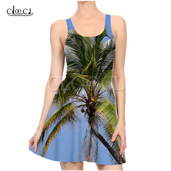 CLOOCL Peščene Plaže Ženske 3D Tiskanja Harajuku Obleke Palme Sonce Prosti čas Stranka Seksi Modni Poletje Ženska Oblačila Hip Obleko
