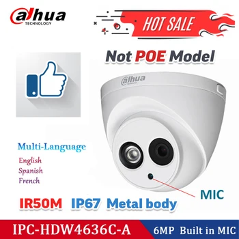 Dahua varnosti IP Kamero HDW4636C-A 6MP Built-in MIC 4MP Dome CCTV kamere HDW4438C-2MP 1080HD nočni sensori night vision