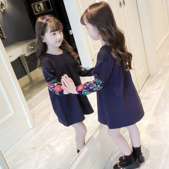 Dekleta Obleke Jeseni Novi Korejski Princesa Obleke Velike Otroke Nacionalni Slog Dolg Rokav Lutke Otrok Obleko K1
