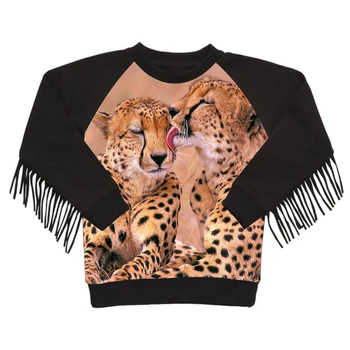 Dekleta suknjič tassel leopard rose vrhnja plast pozimi, jeseni, otroci, oblačila, otroci jopiči za modo 2-12 let