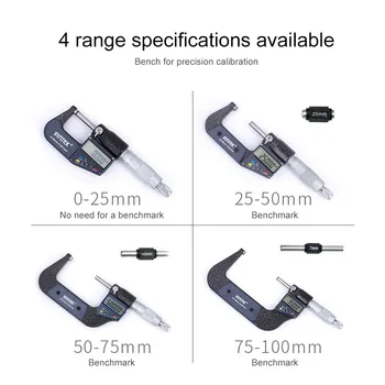 Digitalni Mikrometer Zunanji Mikrometer Karbida Namig 0-25/25-50/50-75/75-100 mm 0.001 mm Meritev/Inch Elektronsko Merjenje Orodja