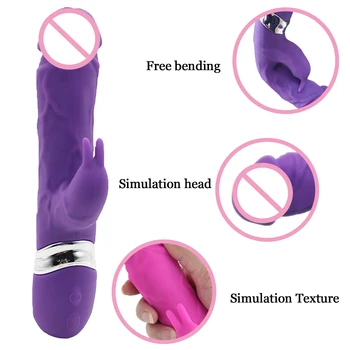 Dildo, Vibrator s 7 Vibracije USB Rechareable za G Spot Klitorisa Vaginalne in Analne Stimulacije za Odrasle Sex Igrače za Ženske Massager