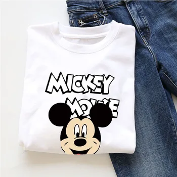 Disney 2020 T-shirt Ženske Risanka Mickey mouse (Miška Minnie Tiskanja Kratka majica s kratkimi rokavi Ženske Vrhovi Tee Redno Majica Bombaž Femme