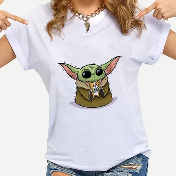Disney Elegantne majice Smešno Baby Yoda Kawaii Ženske Obleke Modi Kratek Rokav Tee shirt blagovno Znamko Tshirts za ženske top blagovne znamke