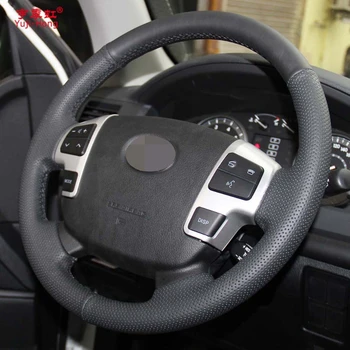 DIY Črna Umetno Usnje Avto Volan Kritje za Toyota Land Cruiser LC2008-Tundre 2007 - 2013