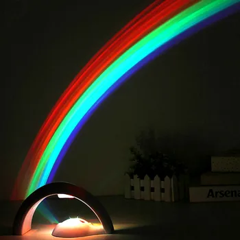 Dojenček, Otrok, Srečen, Mavrične Svetlobe Neverjetno Rainbow Projektor 3D LED Lučka Otroška Soba Noč Svetlobni Projektor Doma Dekoracijo
