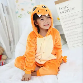 Dragon Charmander Pajama Otroci, Živali Onesie Pozimi Flanela Sleepwear Hooded Anime Kigurumi Cosplay Kostum Stranka Srčkan Fantasy