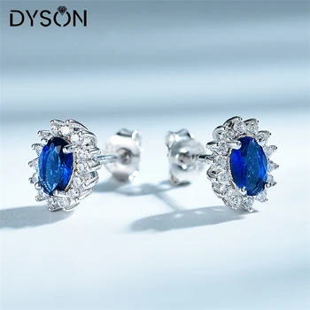 Dyson 925 Sterling Srebrni Uhani Za Ženske Klasičnih Diana Ustvarili Modra, Temno Modra Britanske Kraljeve Stud Uhani Darila Fine Nakit