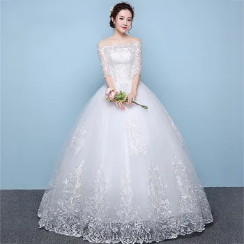 Elegantne Poročne Obleke je Yiiya BR698 Čoln Vratu Čipke Vestidos De Novia Pol Rokav Poročne Halje 2020 Poročno Obleko Plus Velikost