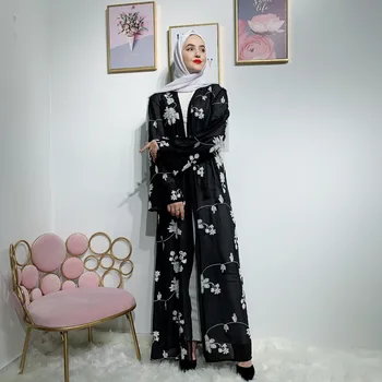 Elegantno Muslimanskih Tiskanja Abaya Jopico Maxi Obleko Kimono Dolge Plašče Ženski Vestidos Bližnjem Vzhodu Ramadana Turški Islamskih Molitev